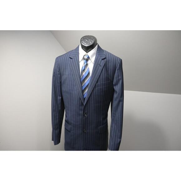 Baroni Super 150"s Striped Jacket Blazer 100% Wool 2 Button Mens Sz 41 L - Picture 4 of 12